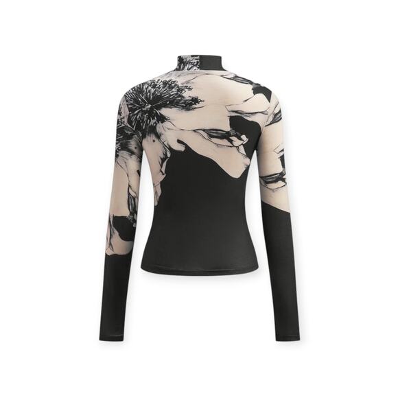 Commense Mock-Neck Floral Print Mesh Long Sleeve Top – XL (New With Tags) - Picture 2 of 6